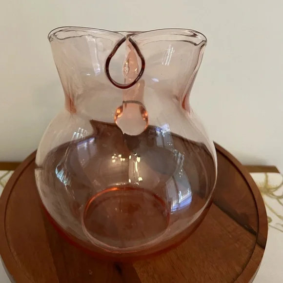 Elegant Pink Glass Pitcher - Picture 3 of 5